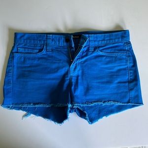 J Brand bright blue denim cutoff shorts